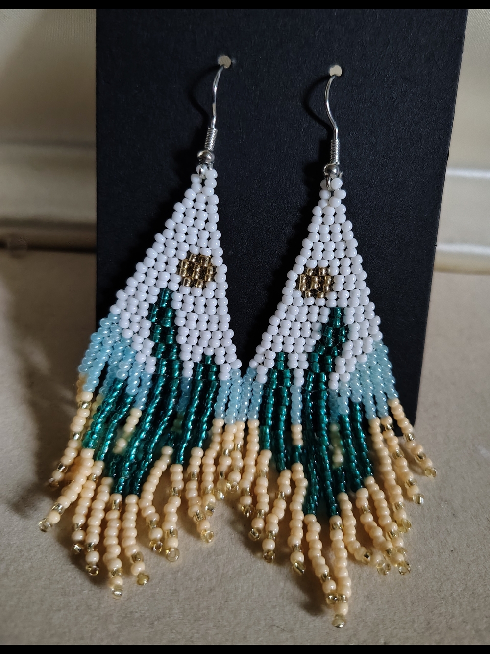 🌵New Handmade Desert Landscape Beaded Fringe Earrings Boho 🌵
